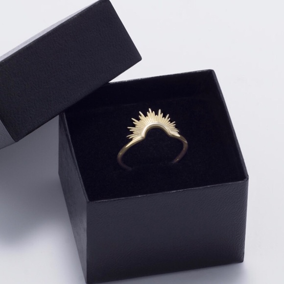 New 14KPG Sunburst Ring 925 Sterling Silver - Picture 2 of 3